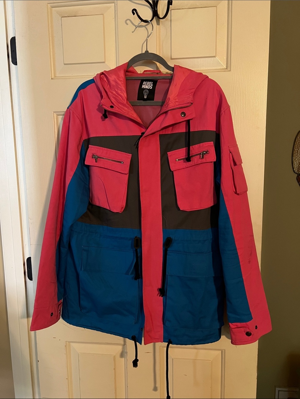 Rebel Minds Men's Colorblock Hooded Jacket - Pink & Blue